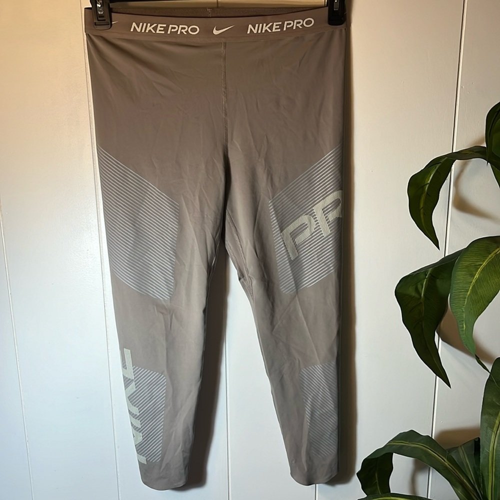 Nike Pro Running Tights Compression Workout Leggings Gray/Brown Women’s Size XL